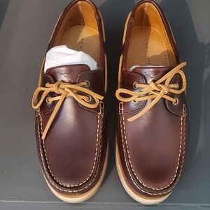 R.M. Williams Hobart boat shoes, dark brown size 8.